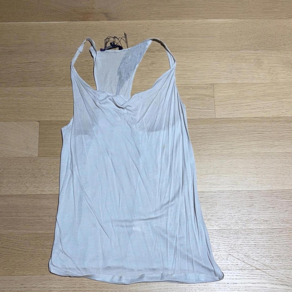 Women's Collection K light grey tank with feather and chain detail